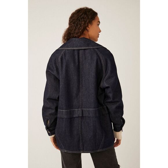 Free People Denim Car Coat Jean Jacket - Picture 4 of 10